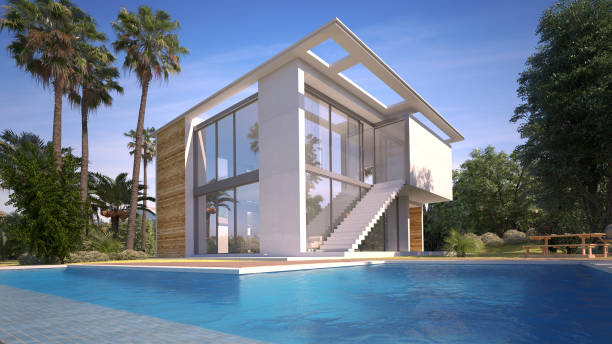 Plan architectural de villa moderne au Maroc